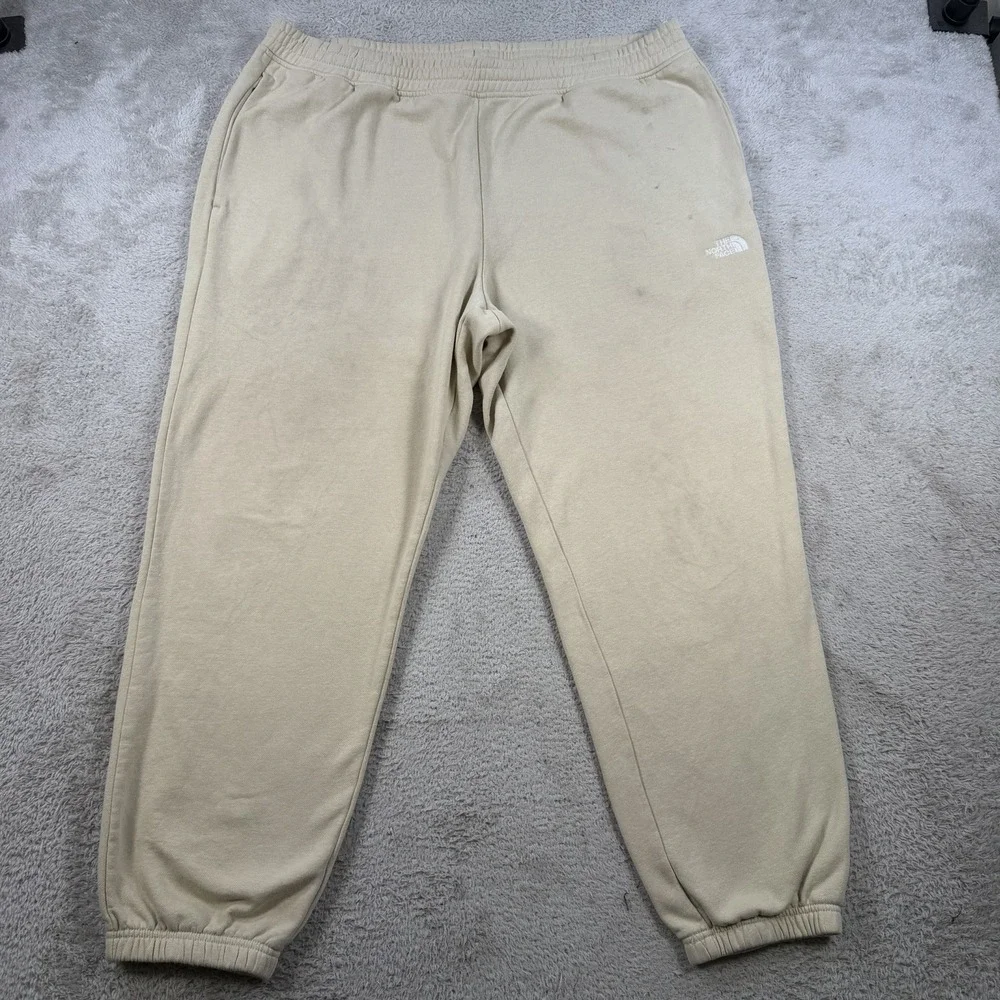 The North Face Sweatpants Mens 2XL Beige Fleece Drawstring Pocket Joggers